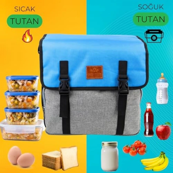 Gri Yalıtımlı Termos Çanta - 16 Litre Kapasiteli