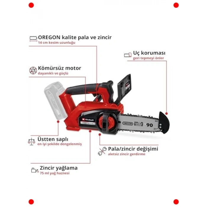 Güçlü Akülü Kömürsüz Zincirli Testere