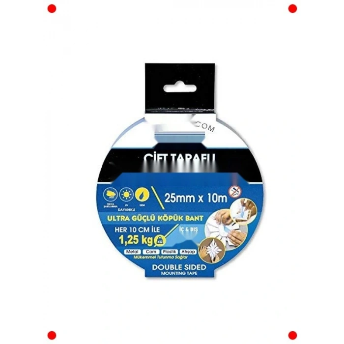 Güçlü Çift Taraflı Montaj Bandı, 25mm x 10m