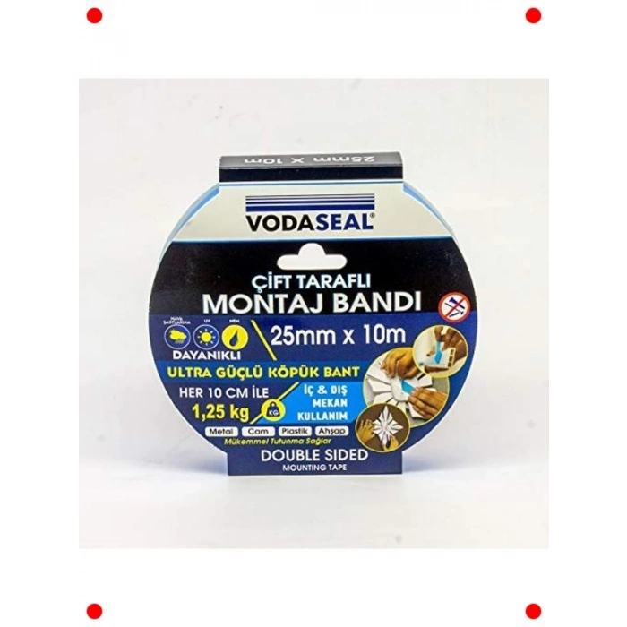 Güçlü Çift Taraflı Montaj Bandı, 25mm x 10m