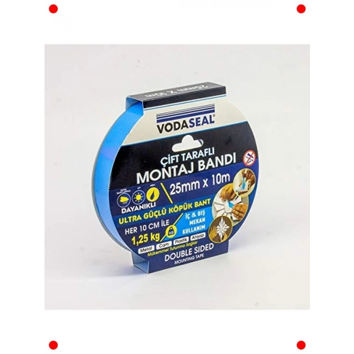 Güçlü Çift Taraflı Montaj Bandı, 25mm x 10m