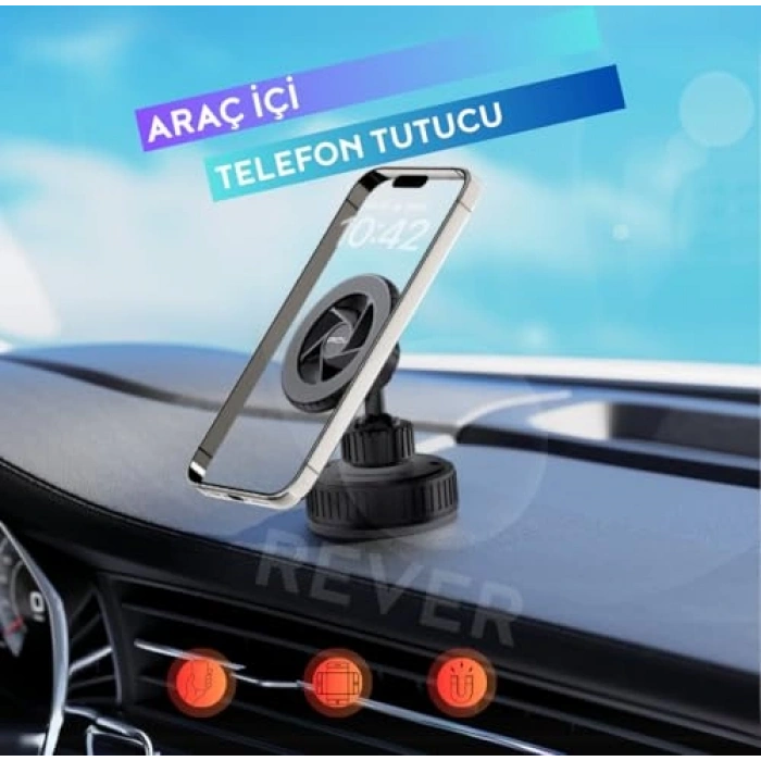 Güçlü Manyetik Vakum Vantuzlu Araç Telefon Tutucu