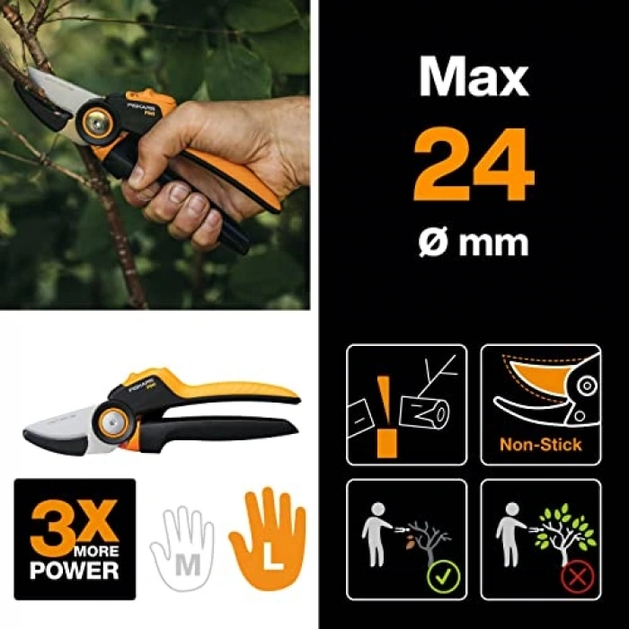 Güçlü paslanmaz çelik bıçaklı bahçe makası, 22.2 cm uzunluk