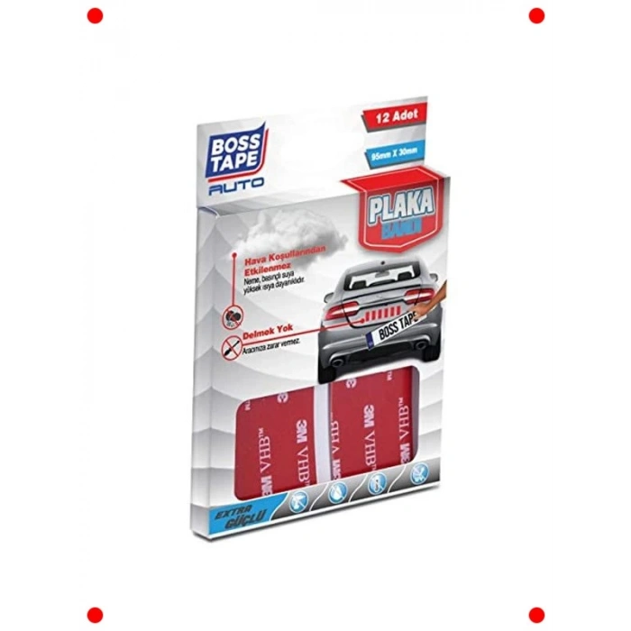 Güçlü Yapıştırıcılı Plaka Yapıştırma Bandı, 12 Adet