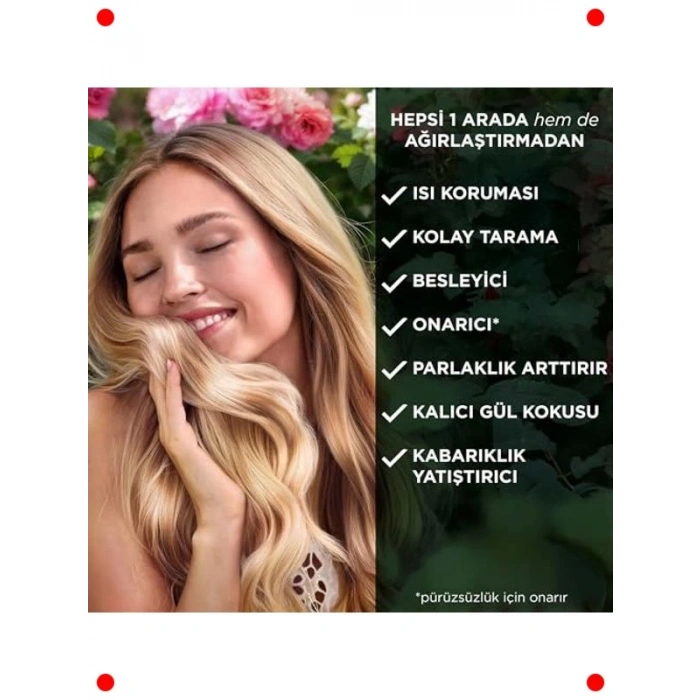 Gül Kokulu Ağırlaştırmayan Sıvı Saç Kremi (145ml)