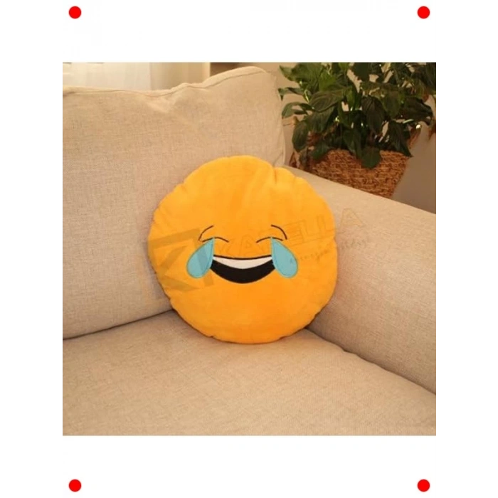 Gülen Gözyaşlı Emoji Temalı Dekoratif Kutu Yastık 40x40