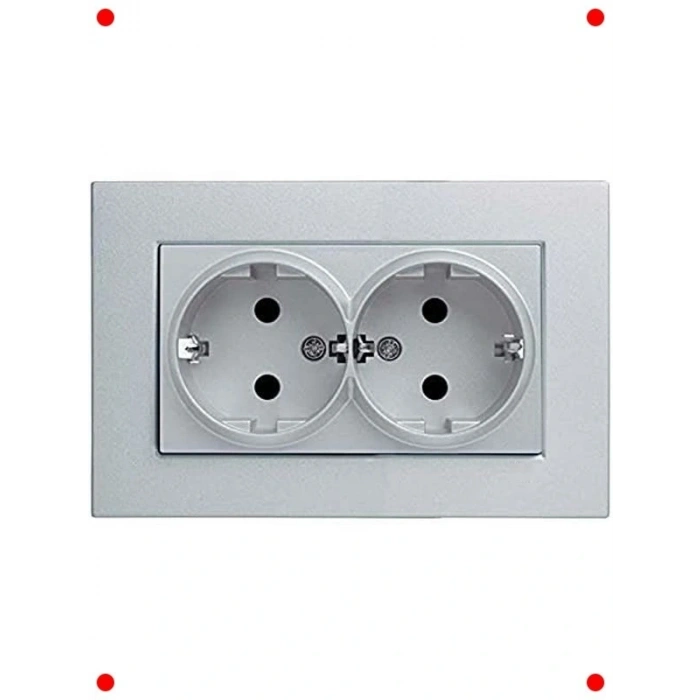 Gümüş İkili Topraklı Çocuk Korumalı Priz