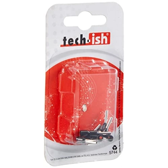 Gümüş/Siyah İzoleli Kablo Ucu, 10 Adet Set