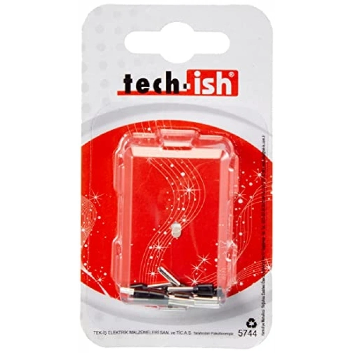 Gümüş/Siyah İzoleli Kablo Ucu, 10 Adet Set