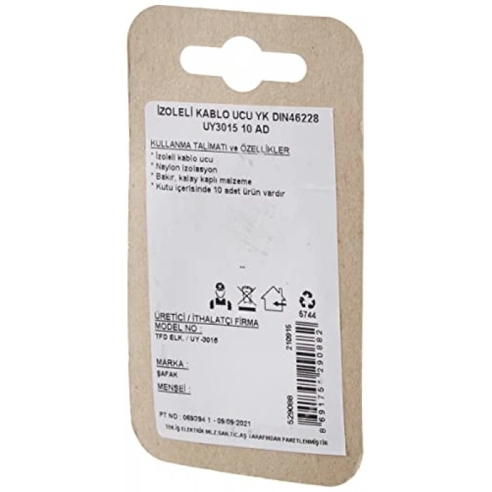 Gümüş/Siyah İzoleli Kablo Ucu, 10 Adet Set