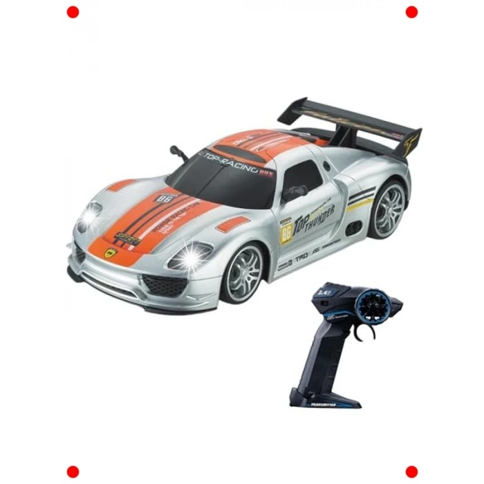 Gümüş Uzaktan Kumandalı Şarjlı LED Işıklı Ralli Araba