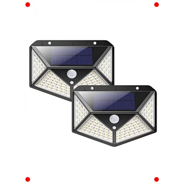 Güneş Enerjili 100 LED Hareket Sensörlü Dış Aydınlatma (2li)