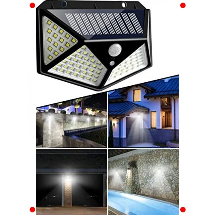 Güneş Enerjili 100 LED Hareket Sensörlü Duvar Lambası