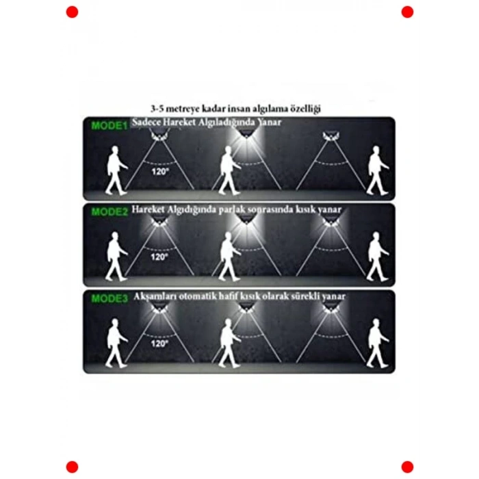 Güneş Enerjili 100 LED Sensörlü Dış Mekan Aydınlatma