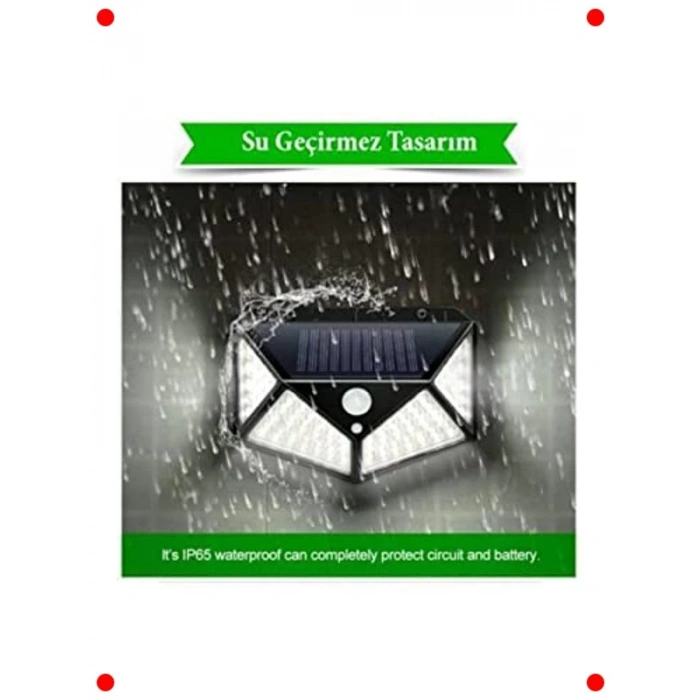 Güneş Enerjili 100 LED Sensörlü Dış Mekan Aydınlatma