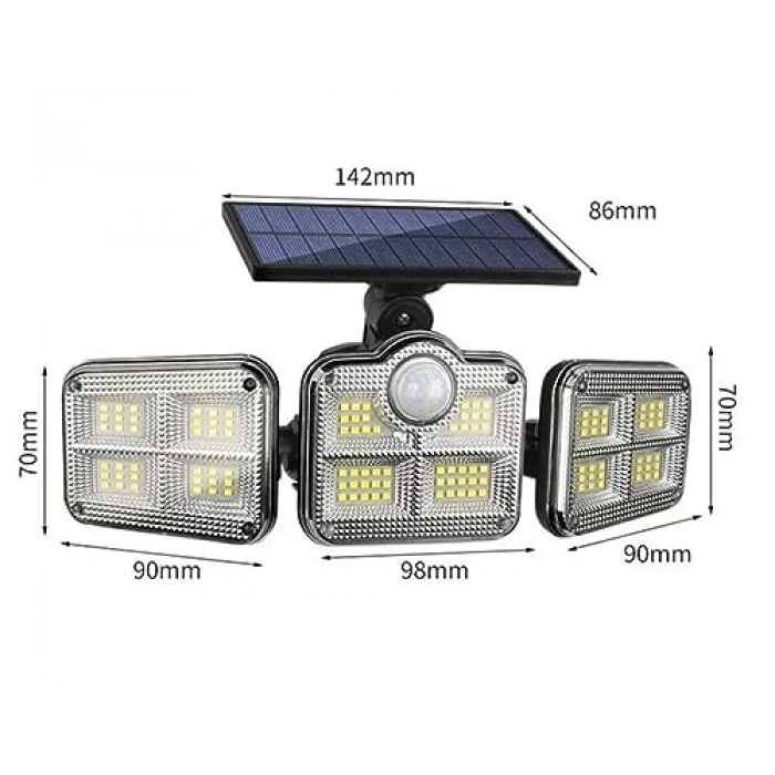 Güneş Enerjili 122 Ledli Bahçe Aydınlatması, Hareket Sensörlü