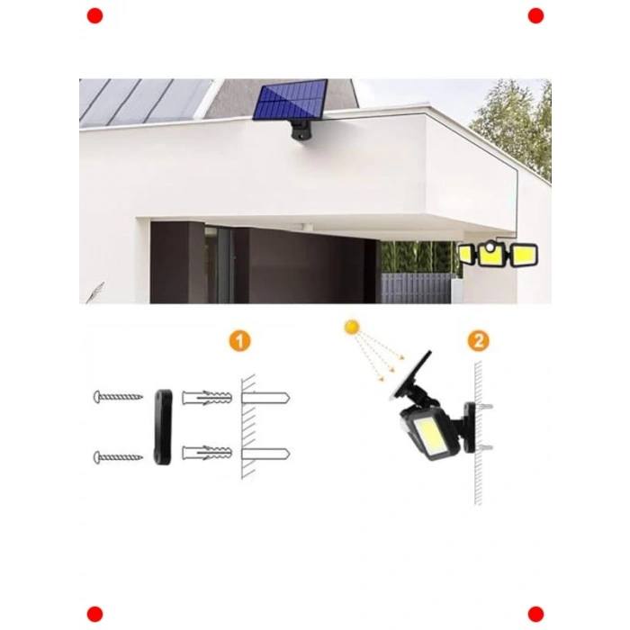 Güneş Enerjili 171 COB LED Hareket Sensörlü Dış Aydınlatma