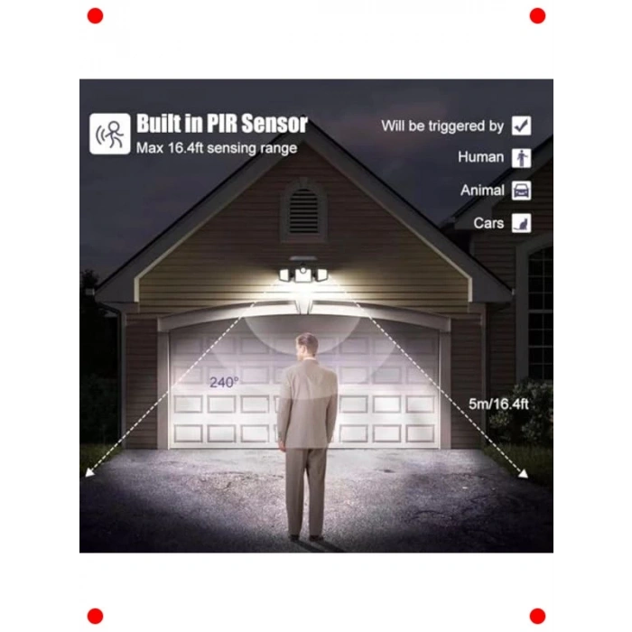 Güneş Enerjili 171 COB LED Hareket Sensörlü Dış Aydınlatma