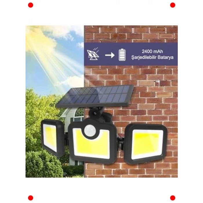 Güneş Enerjili 171 COB LED Hareket Sensörlü Dış Aydınlatma