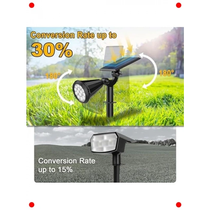 Güneş Enerjili 18 LED Bahçe Spot Lambası Fotoselli Su Geçirmez