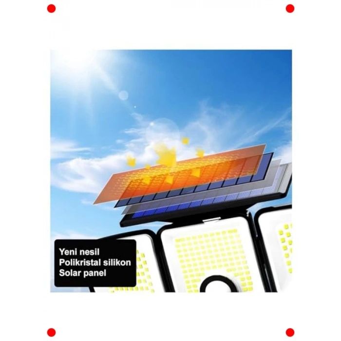 Güneş Enerjili 223 COB LED Hareket Sensörlü Lamba