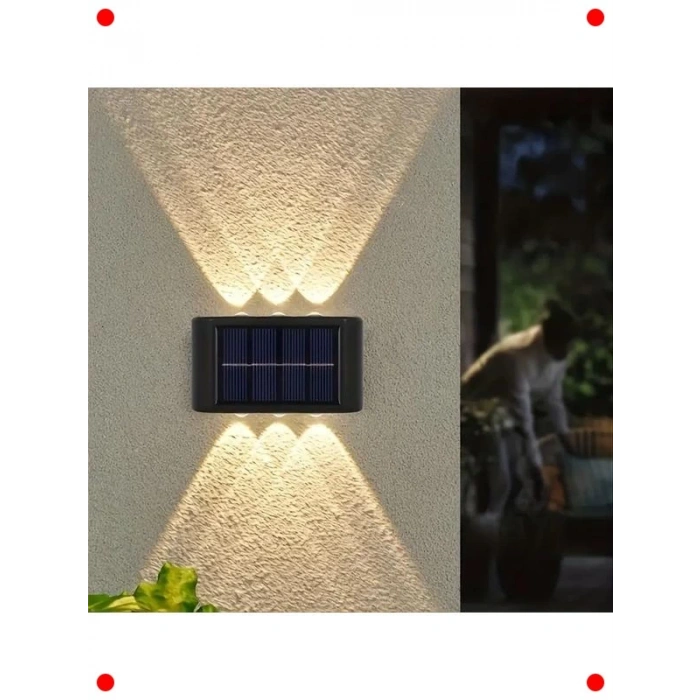 Güneş Enerjili 6 LED Aplik - Dış Mekan Duvar Lambası