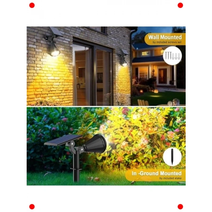 Güneş Enerjili Bahçe Spot Lamba, Fotoselli, Su Geçirmez