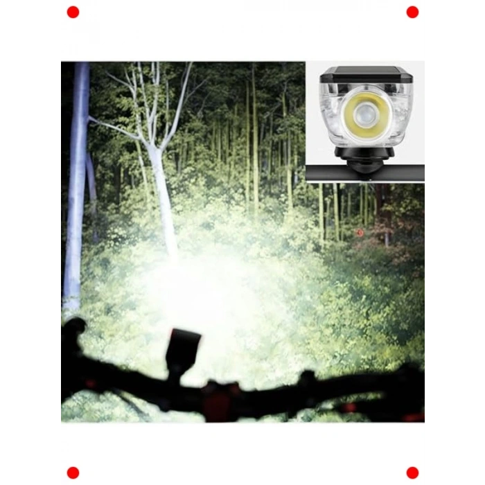 Güneş Enerjili Bisiklet Feneri & Korna - USB Şarjlı