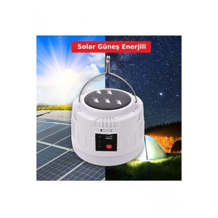 Güneş Enerjili Bluetooth Hoparlörlü Kamp Lambası, Kumanda ile
