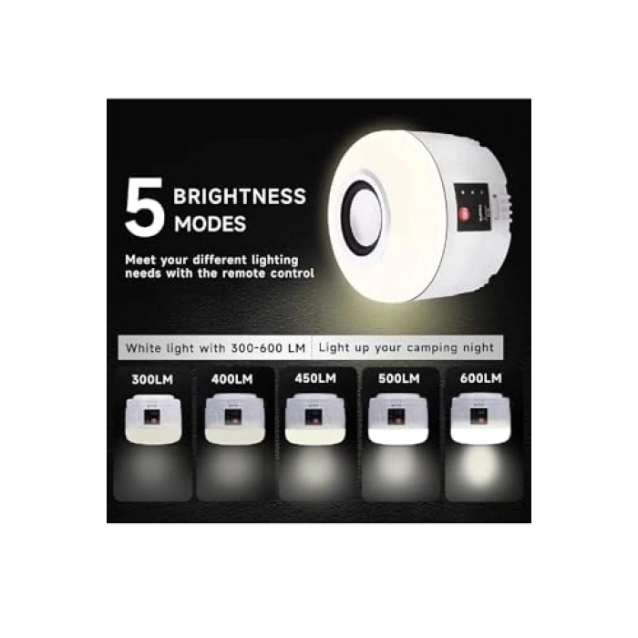 Güneş Enerjili Bluetooth Hoparlörlü Kamp Lambası, Kumanda ile