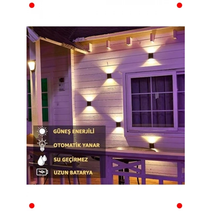 Güneş Enerjili Çift Taraflı Duvar Aplik Bahçe Aydınlatması