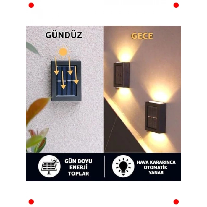 Güneş Enerjili Çift Taraflı Duvar Aplik Bahçe Aydınlatması