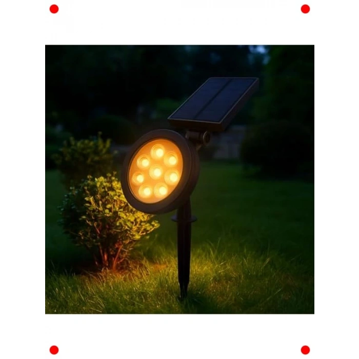 Güneş Enerjili Çim Armatürü, Amber LED, IP65