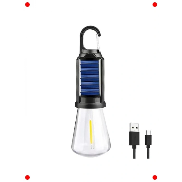 Güneş Enerjili Çok Modlu LED Kamp Feneri Standlı