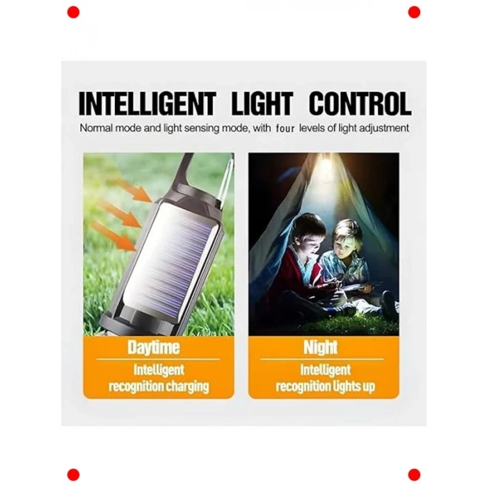 Güneş Enerjili Çok Modlu LED Kamp Feneri Standlı