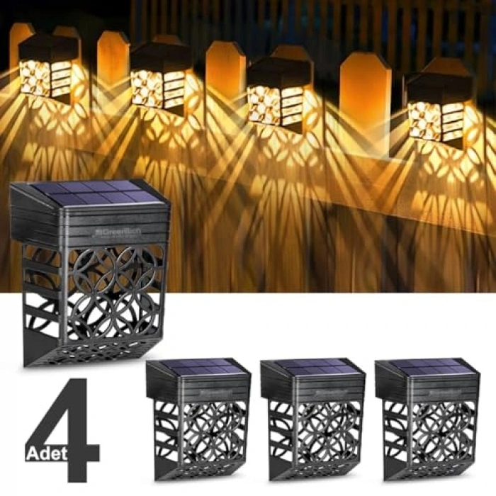 Güneş Enerjili Duvar ve Çit LED Aydınlatma 4 Adet Set
