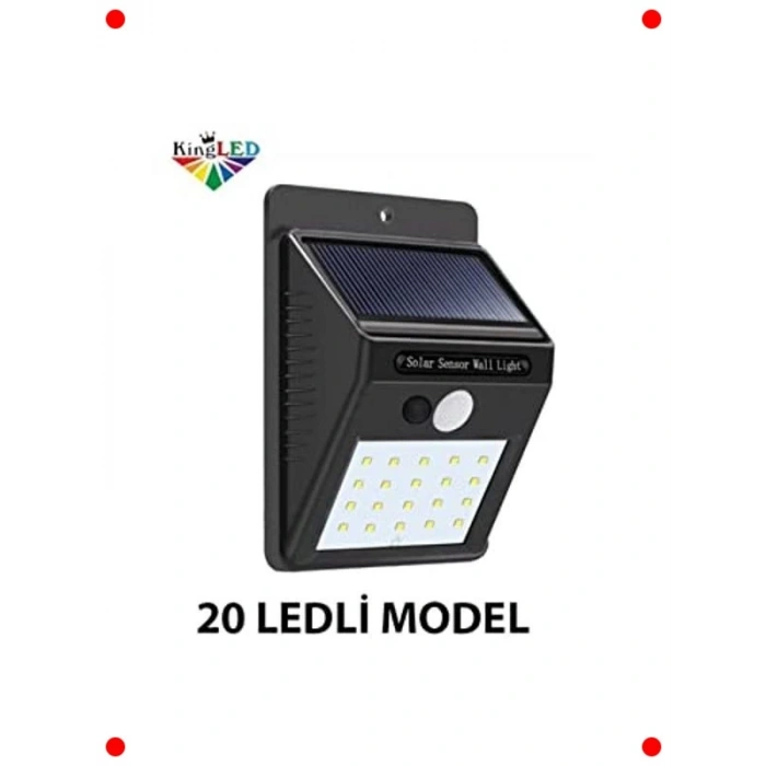 Güneş Enerjili Hareket Sensörlü 20 Led Duvar Lambası