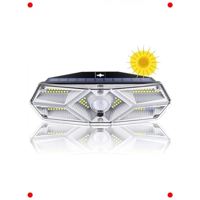 Güneş Enerjili Hareket Sensörlü, 6 Taraflı 104 Led Aydınlatma
