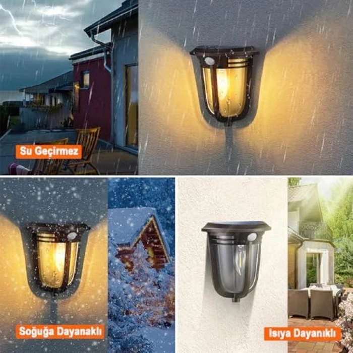 Güneş Enerjili Hareket Sensörlü Cob Led Duvar Aplik