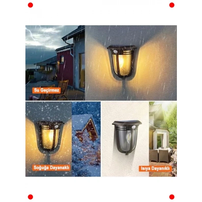 Güneş Enerjili Hareket Sensörlü COB LED Duvar Aplik