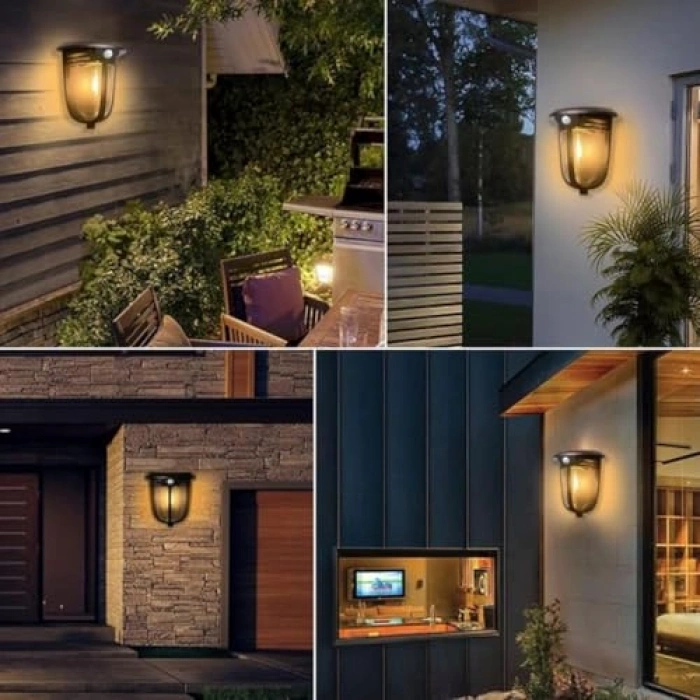 Güneş Enerjili Hareket Sensörlü Cob Led Duvar Aplik