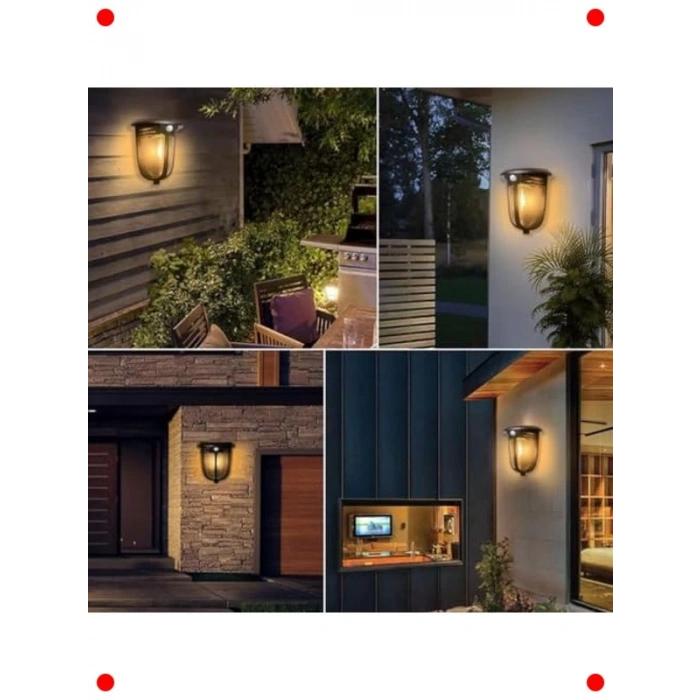 Güneş Enerjili Hareket Sensörlü COB LED Duvar Aplik