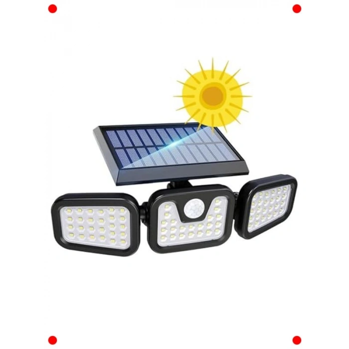 Güneş Enerjili Hareket Sensörlü Üç Taraflı LED Işık