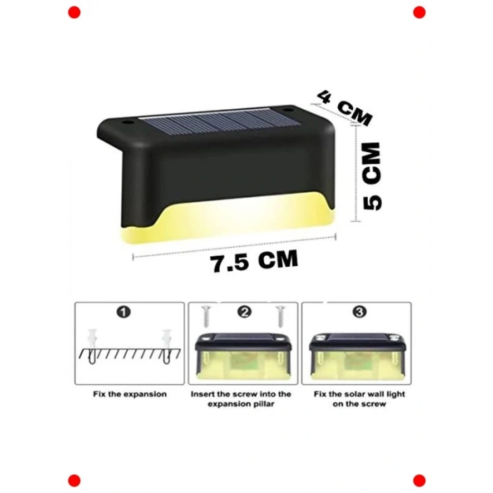Güneş Enerjili Köşe Bahçe LED Lambası, 2 Adet