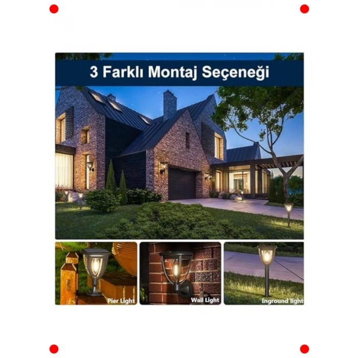 Güneş Enerjili LED Bahçe Aydınlatma 2 Adet