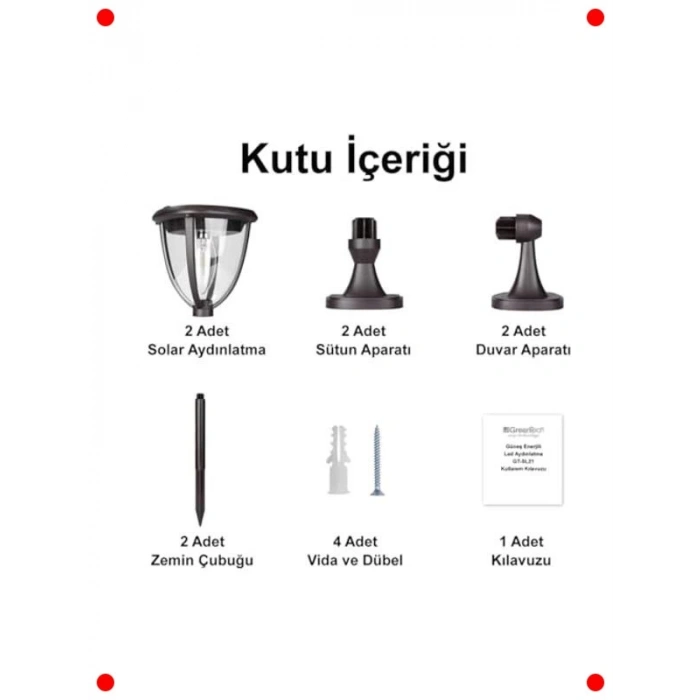 Güneş Enerjili LED Bahçe Aydınlatma 2 Adet