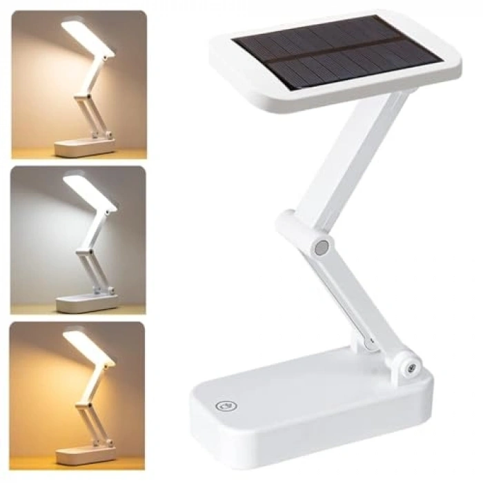 Güneş Enerjili Masa Lambası, 3 Modlu ve USB Şarj Edilebilir