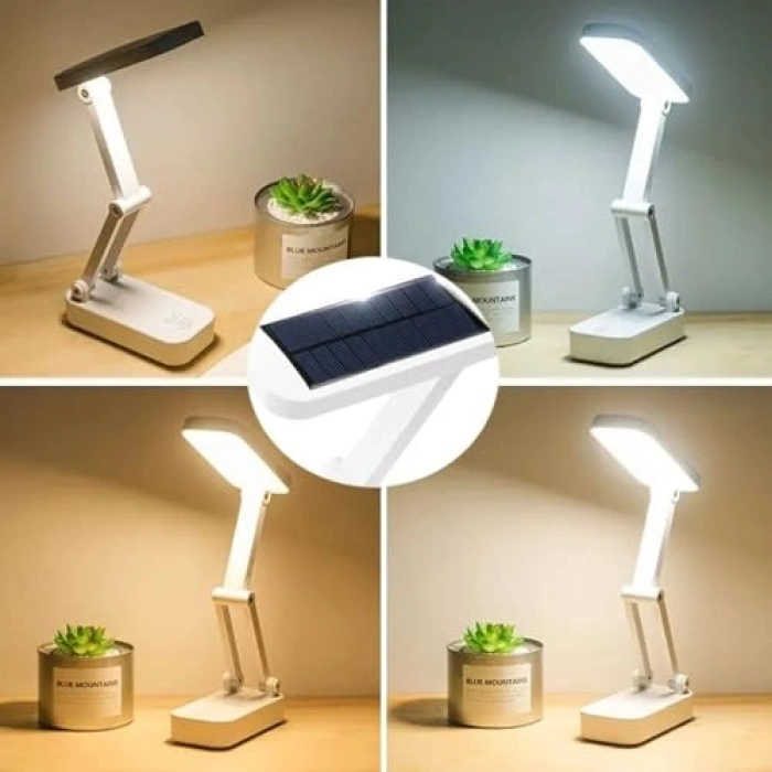 Güneş Enerjili Masa Lambası, 3 Modlu ve USB Şarj Edilebilir