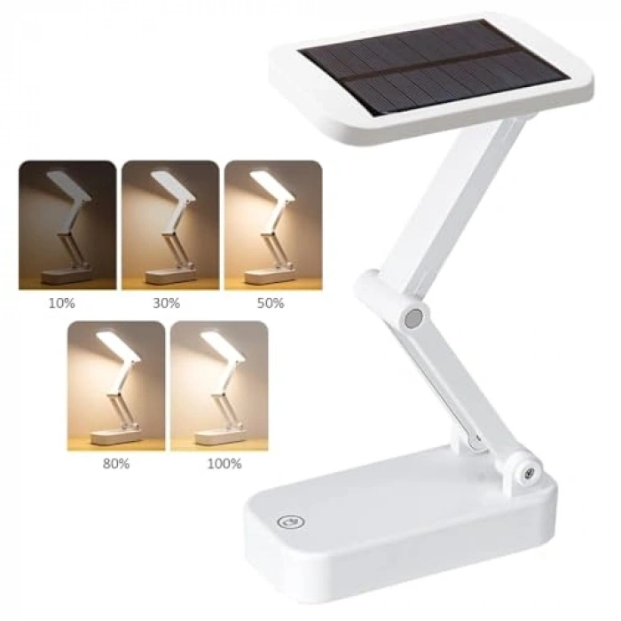 Güneş Enerjili Masa Lambası, 3 Modlu ve USB Şarj Edilebilir