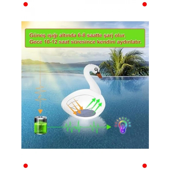 Güneş Enerjili Renk Değiştiren Şişme Kuğu LED Lamba